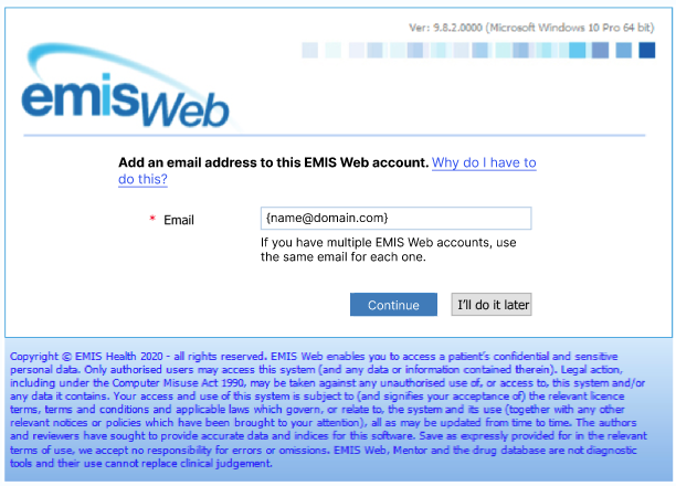 emis web log in screen